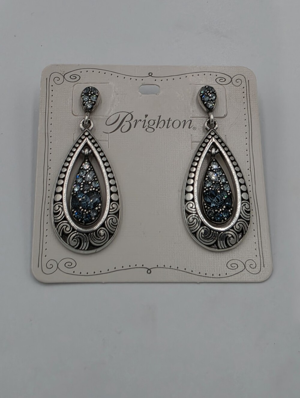 Brighton Crystal Voyage teardrop earrings adorned with blue Swarovski crystals